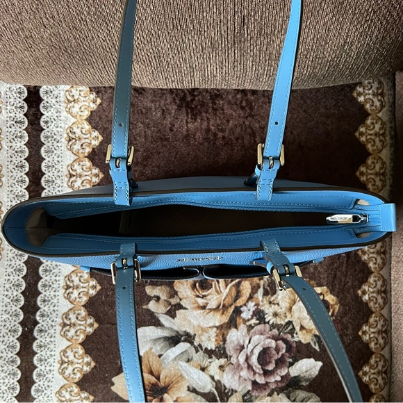 MICHAEL KORS South Pacific Blue Medium Silver-Tone Hardware Tote Handbag NWT - Picture 7 of 15